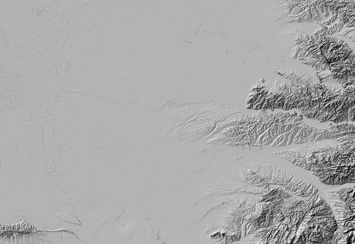 Hillshade rendering, with --zfactor 5