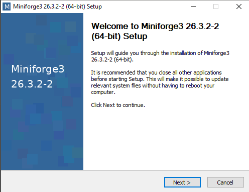 Welcome dialog