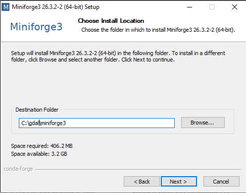 Choose Install Location page